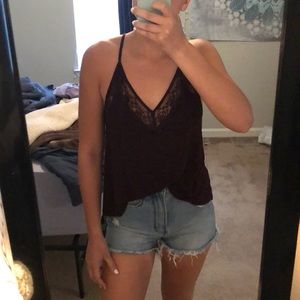 Burgundy Lace Flowy Top